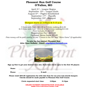 Wednesday Night Men’s 9 Hole Golf League